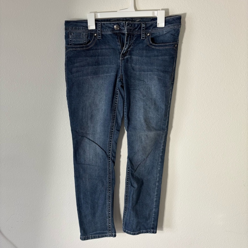 Seven7 Stylish Blue Denim Slim Straight Petite Blue Jeans size 10P